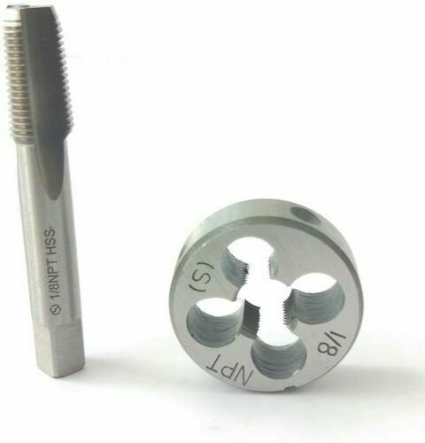 1/8-27NPT Tap And Die,Machine Thread Tap + Round Thread Die Right Hand HSS Taper