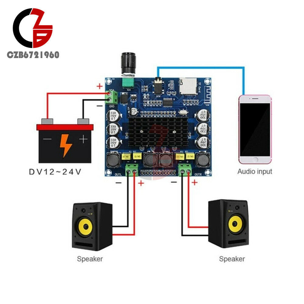 TPA3116 Digital Bluetooth 4.1 Power Amplifier Board TF Card AUX 50W*2 XH-A104
