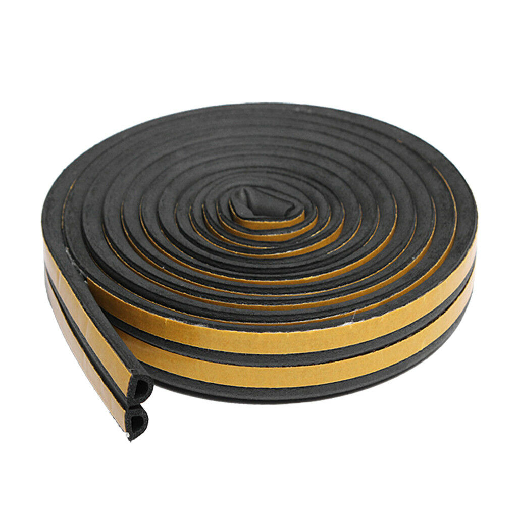 5M Door Draught Excluder Seal Strip Home Weatherstripping Tape D 9x6mm Black