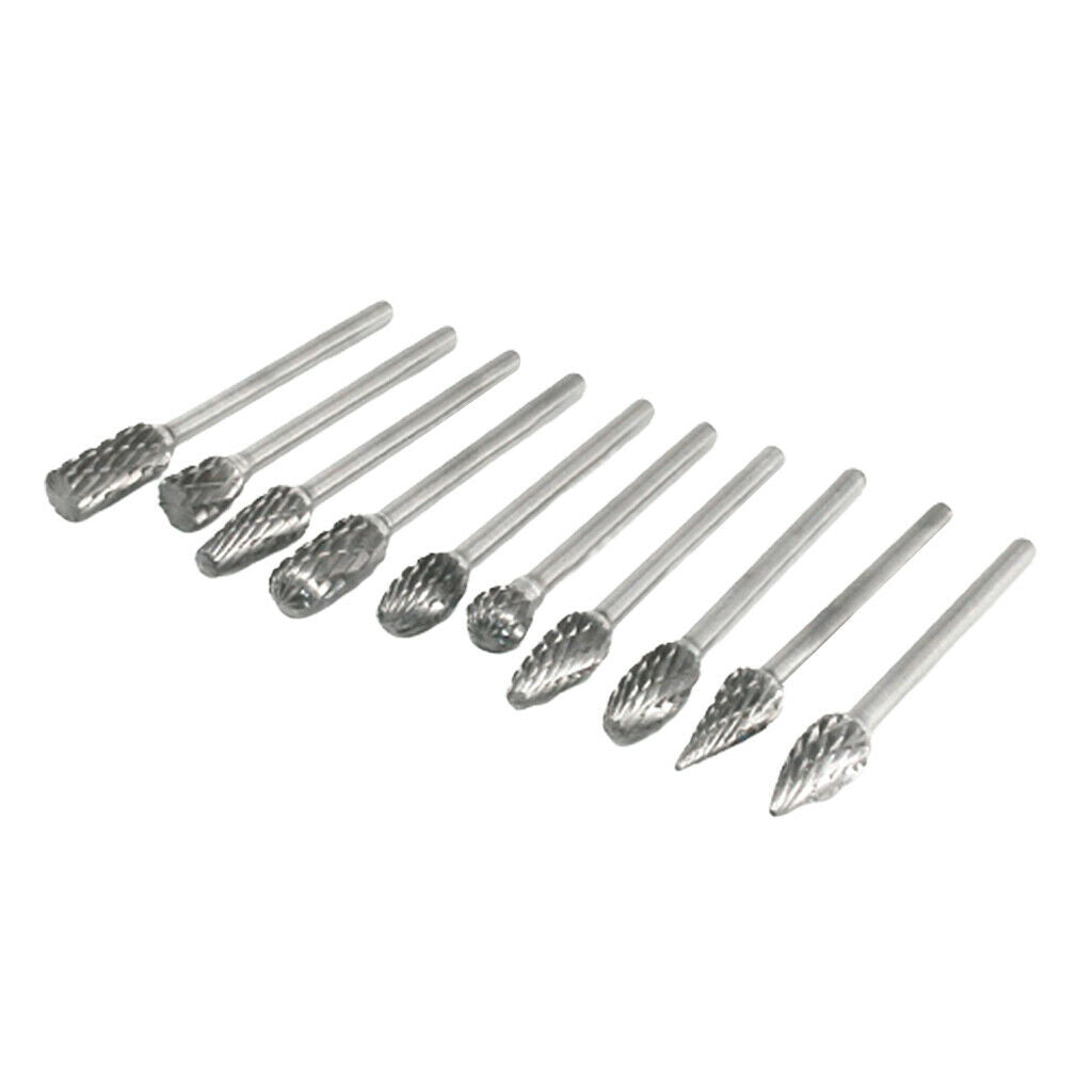 10 Packs 3x6mm Carbide Rotary Die Grinder Burr Drilling Carving Tool Set