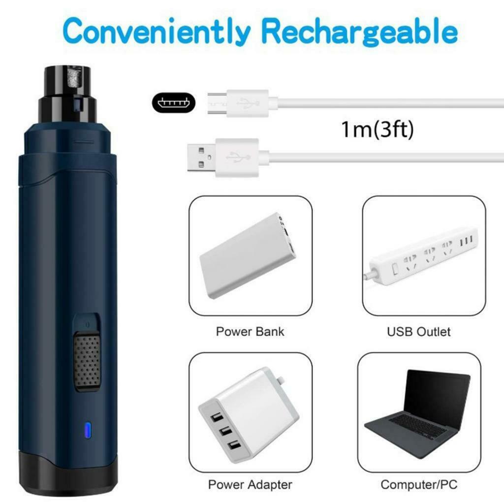Pet Nail Clipper USB Rechargeable Dog Claw Grooming Grinder Tool Nail File