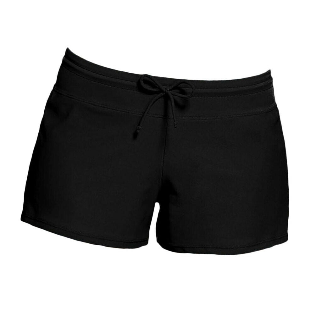 Women Swim Boardshort Boy Style Shorts Surf Bikini Swimwear Bottom 3XL Black