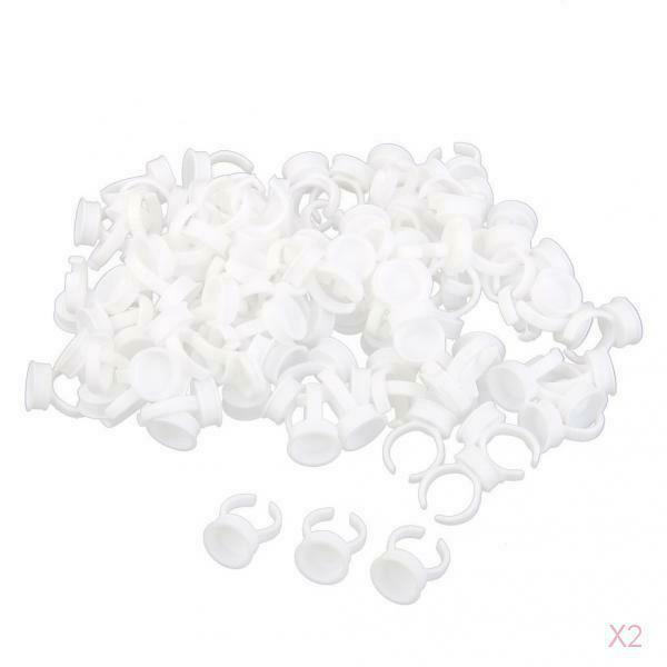 Lots 200 Eyelash Extension Tattoo Permanent Makeup Ink Caps Rings White L
