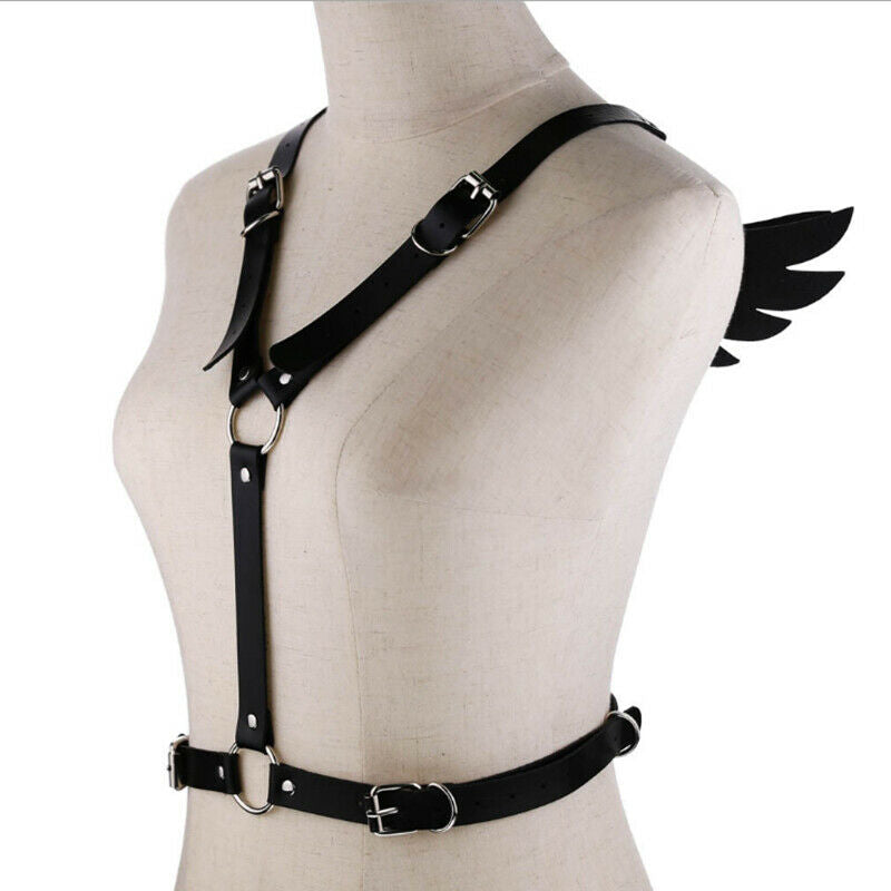 Women Gothic Sexy Leather Angel Body Harness Belt Angel Wings Harness WaistDD