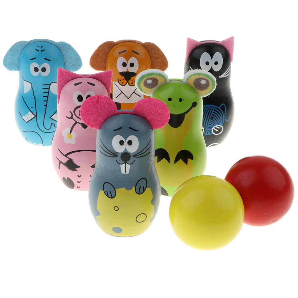 Wooden Bowling Set Skittles Games Bowling Ball Skittles, Children Educational