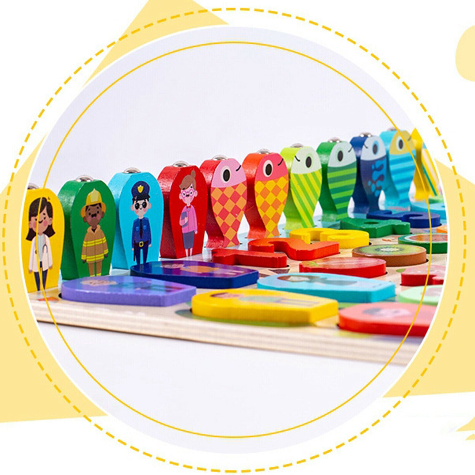 Toys Wooden Number Counting Shape Matching Puzzles Preschool Early
