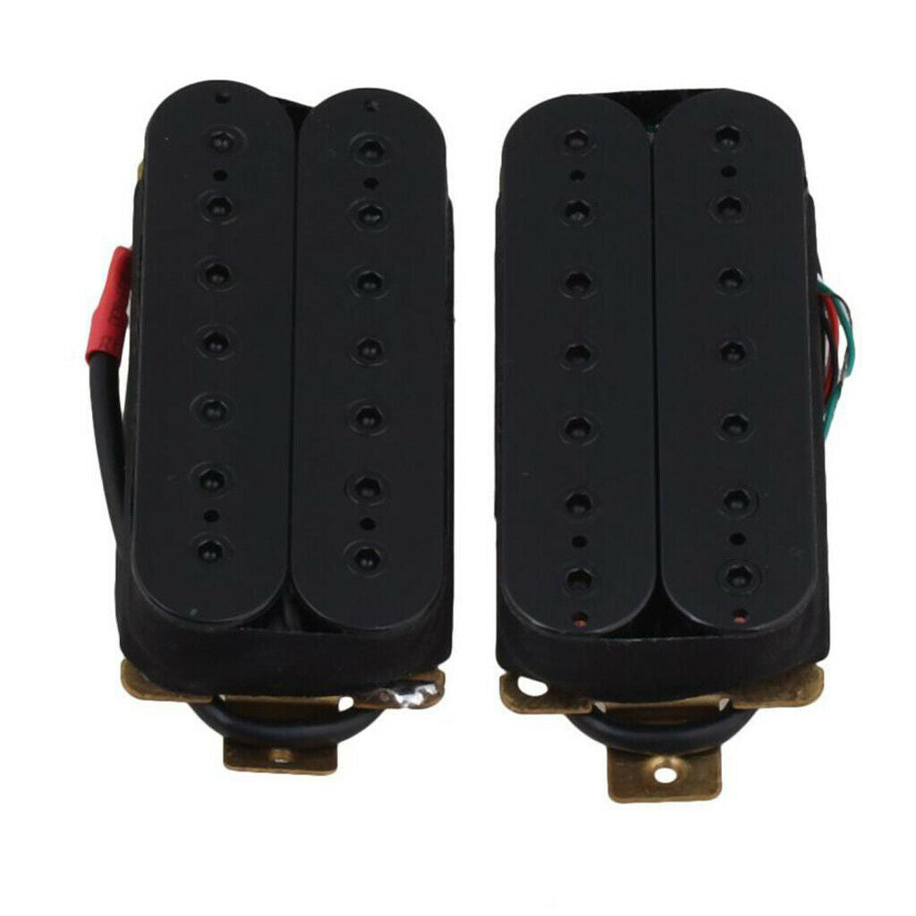 2PCS 7 String Double Coil Neck Bridge Pickup Guitar Humbucker Kit Black