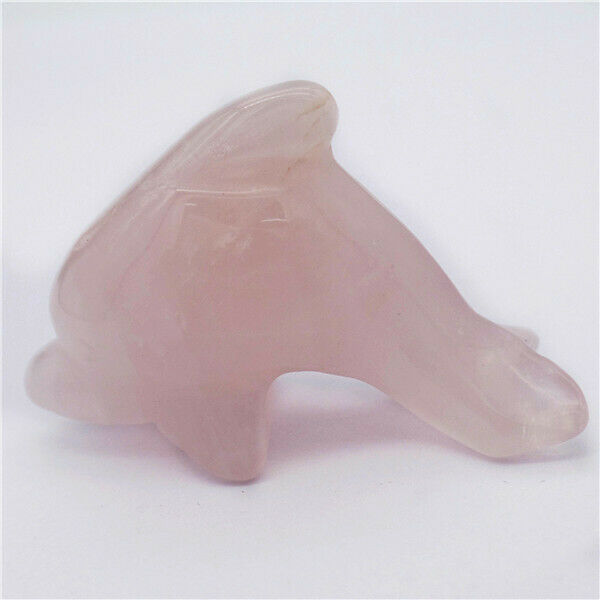 50x28x15mm Natural Rose Quartz Carved Dolphin Statue Healing Decoration HH8129