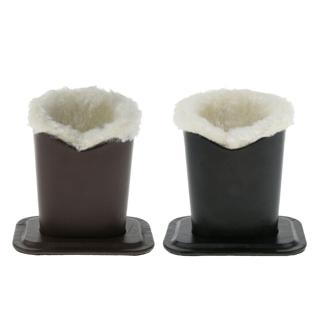 2 Pieces PU Leather Plush Lining Eyeglasses Holder Stand Upright Pen Holder