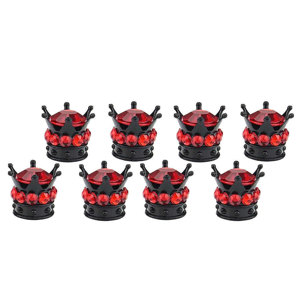 8x Crown Dust Valve Caps Tyre Valve Stems Dust Cap Air Dustproof Cover