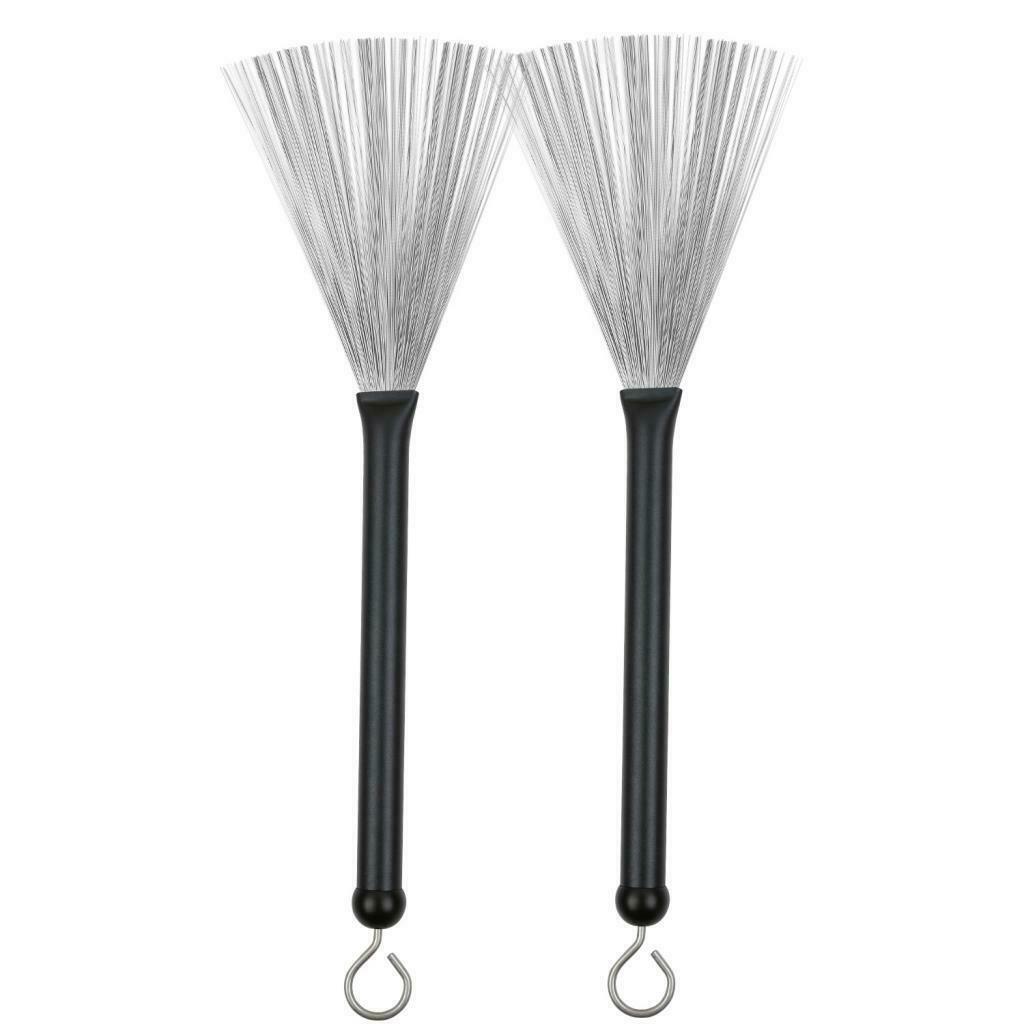 Drum Sticks 5A & 1 Pair Retractable Drum Wire Brushes w/ a Storage Bag