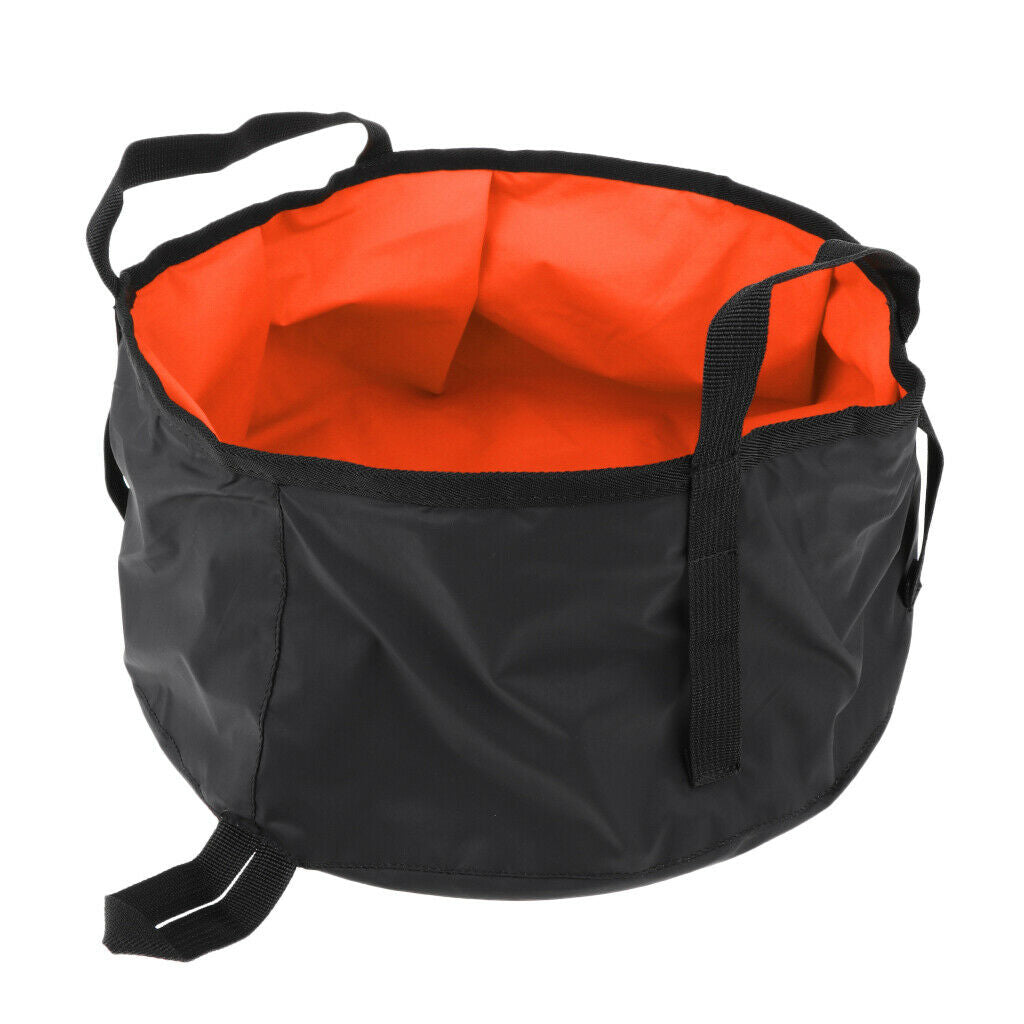 8L Camping Hiking Folding Wash Basin Bucket Travel Water Storage Bag orange