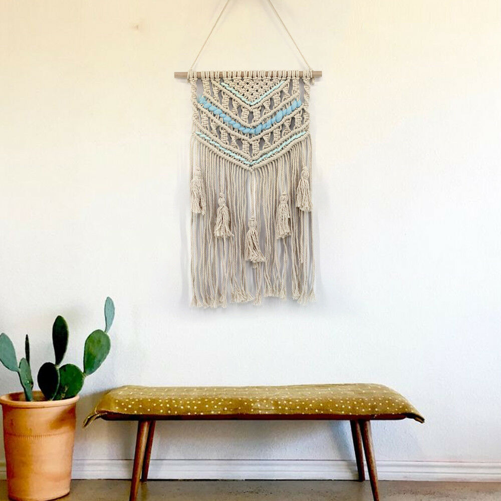 Blue Handmade Macrame Wall Hanging- Woven Wall Art- Macrame Tapestry-Boho Wall D
