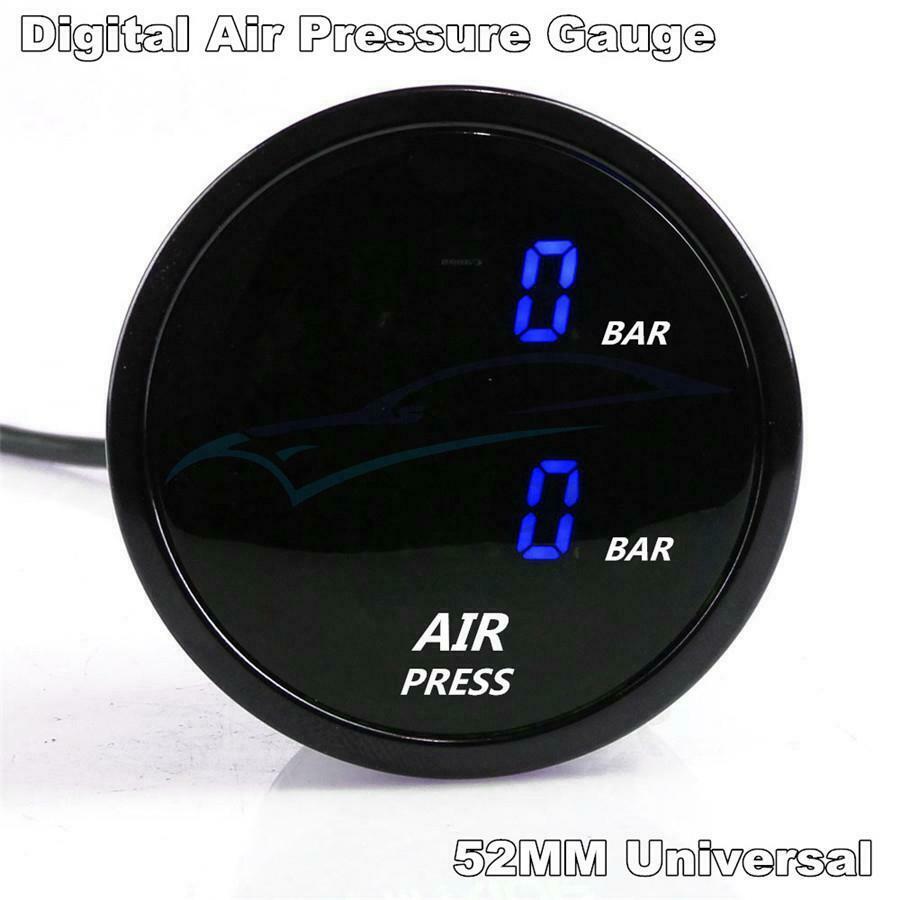 52mm Blue Air Pressure Gauge 12V 1/8NPT 2pc electrical pressure sensors  0~20Bar