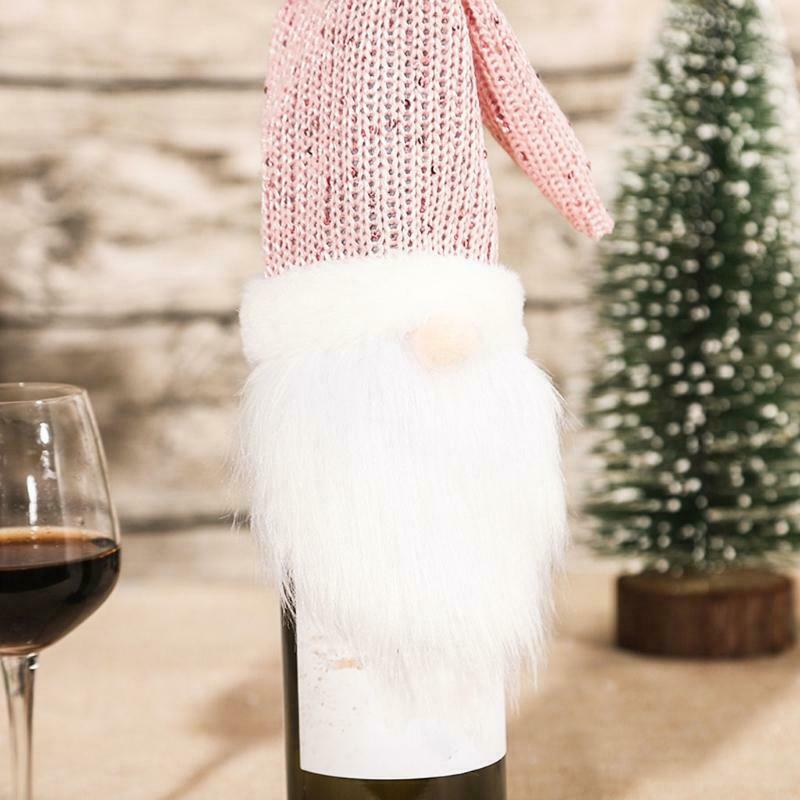 4 Pack Christmas Gnome Wine Bottle Covers Handmade Tomte Swedish Gnomes Toppers