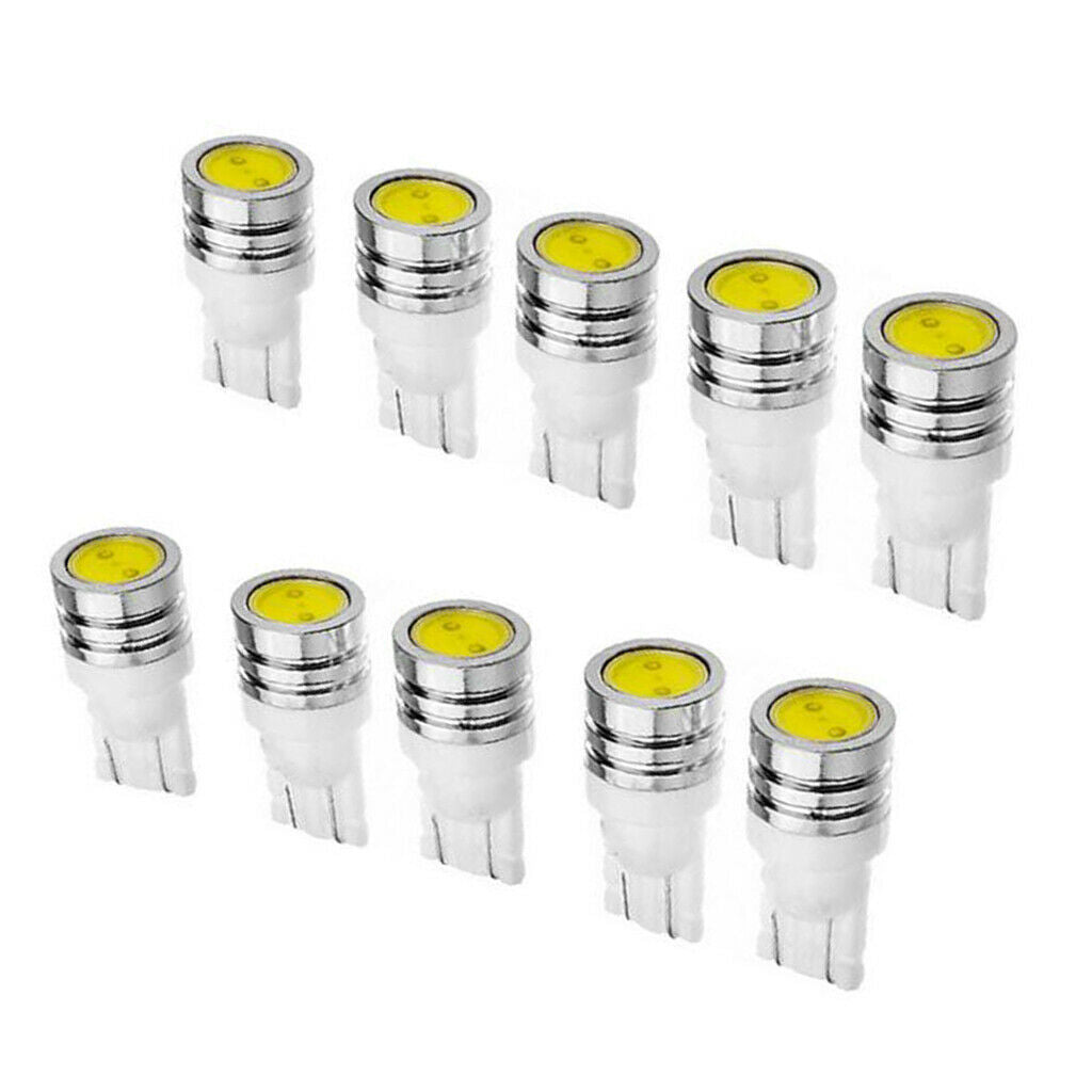 10 Pieces T10 1.5W Bright White LED Position Light Wedge Bulbs for Car Interior