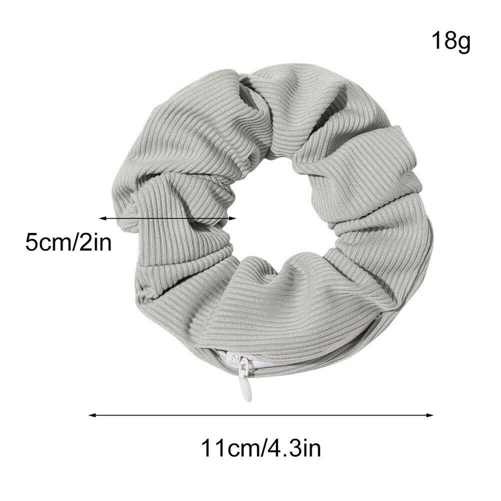 For Women Girls Hair Band with Zipper Pocket Knitting Stripes Elastic Hairbands