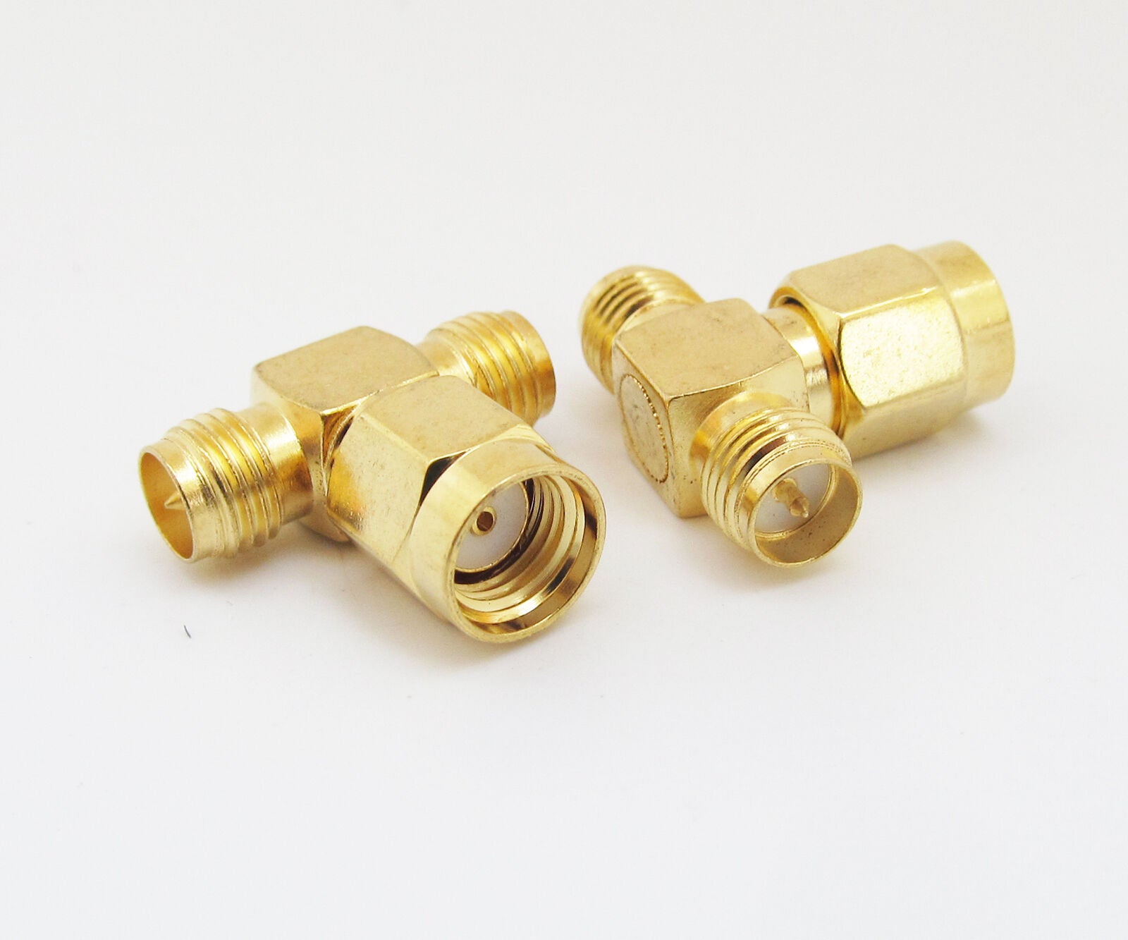 50x (Male pin) Coaxial Connector T Type SMA RF Adapter RP-Male to Dual RP-Female