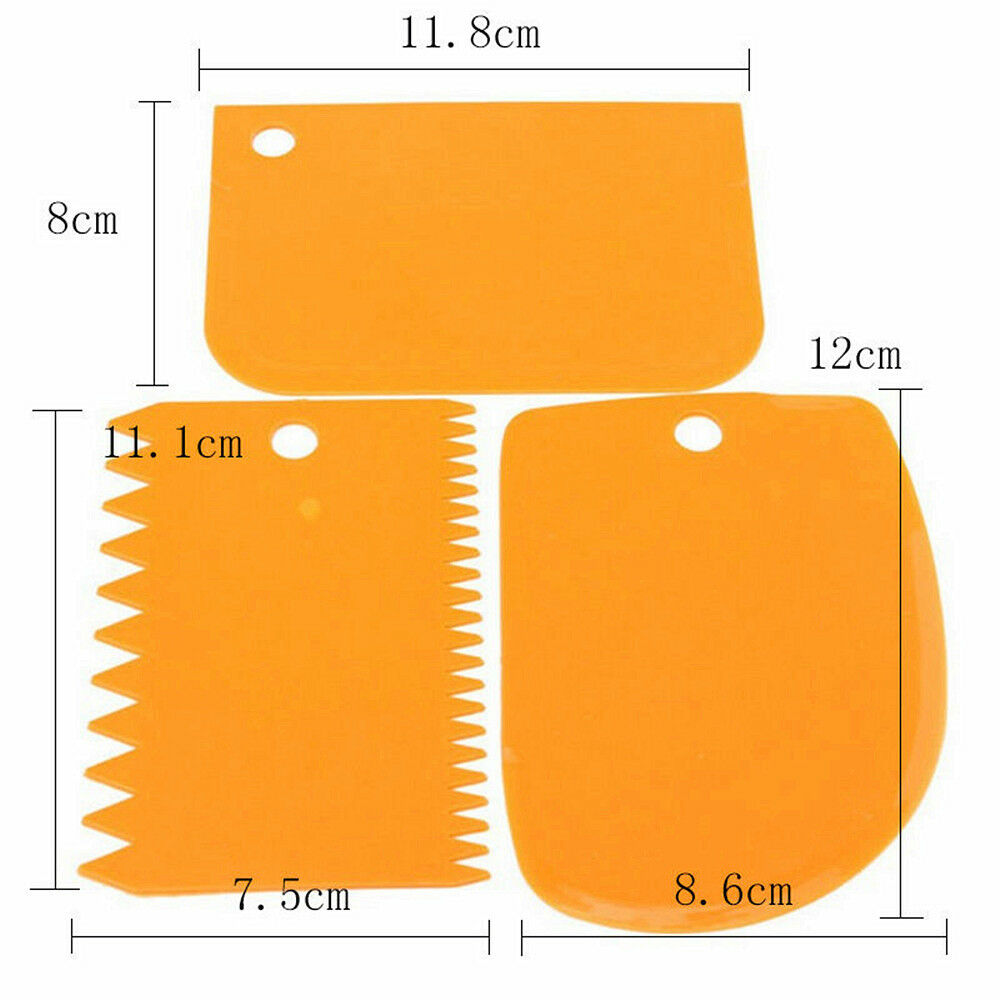 3PCS Plastic Dough Icing Fondant Scraper Cake Decorating Baking Pastry Tools