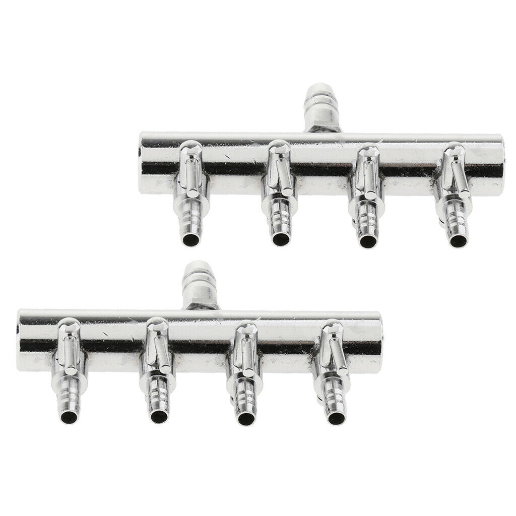 2pcs Stainless Steel Aquarium Fish Tank Air Flow Lever Control Valve 4 Way