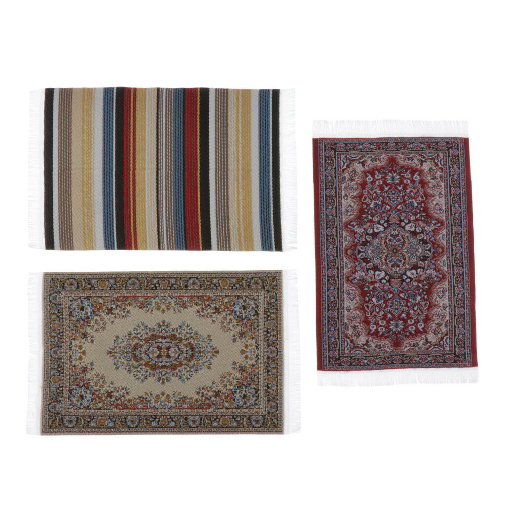 Handmade Miniatures Rug Turkish Style Carpet Floor Covering, Set of 3 Pieces