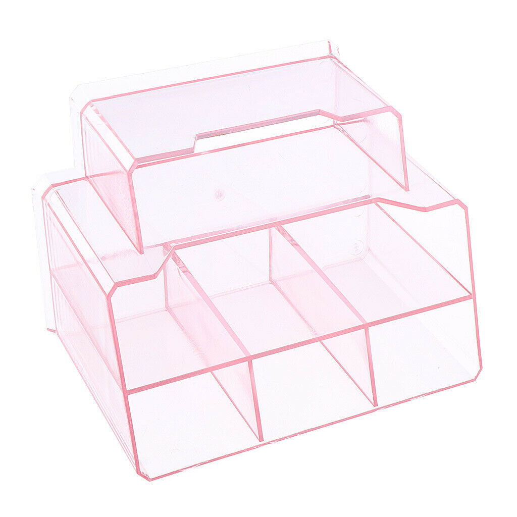 Nail Tools Organizer Cosmetic Display Stand Makeup Holder Box Acrylic Pink