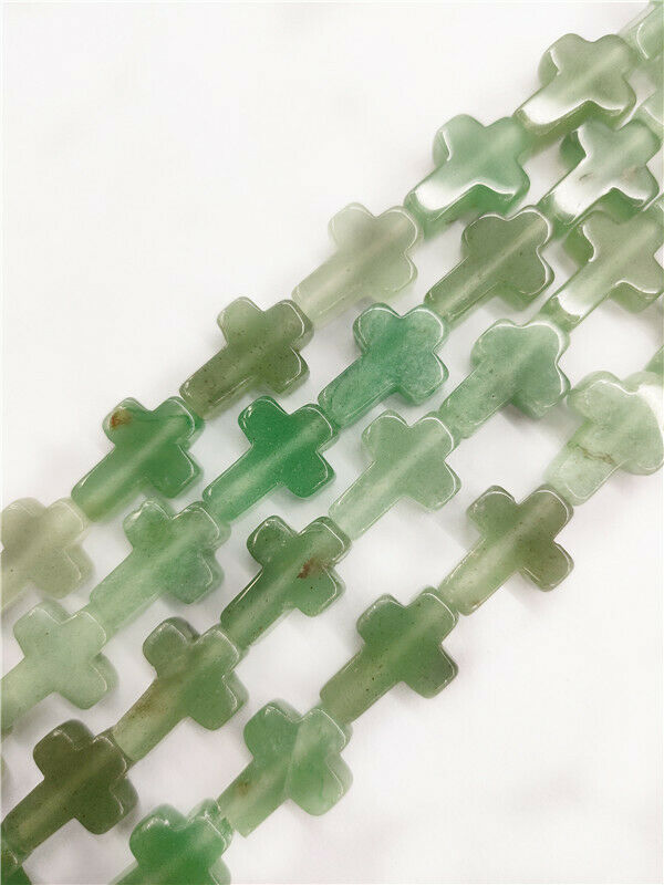 1 Strand 16x12x5mm Natural Light Green Aventurine Cross Spacer Beads 15.5" HH76