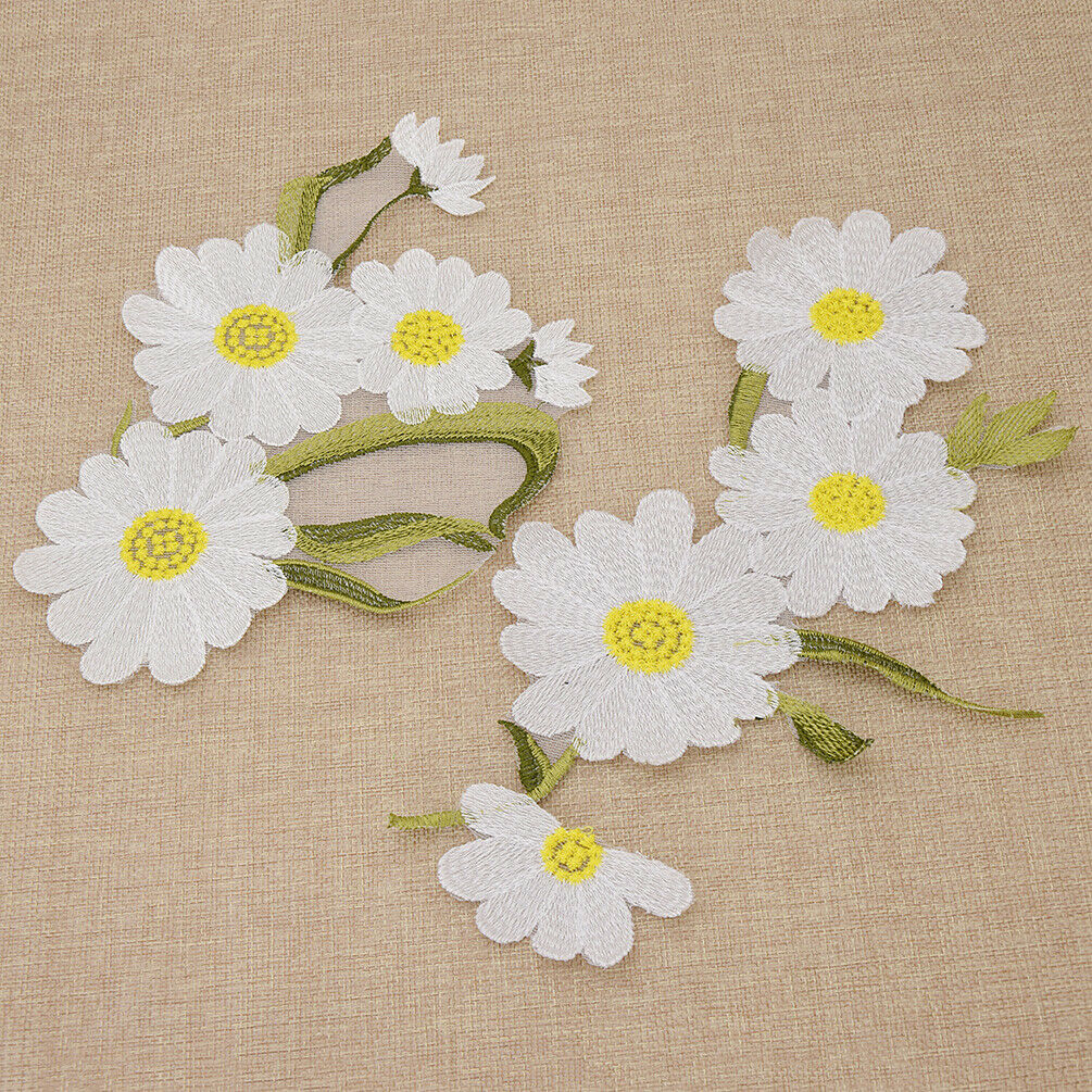 Daisy Flower Embroidered on Patch Iron  for Clothes Cap Fabric Applique Gifts