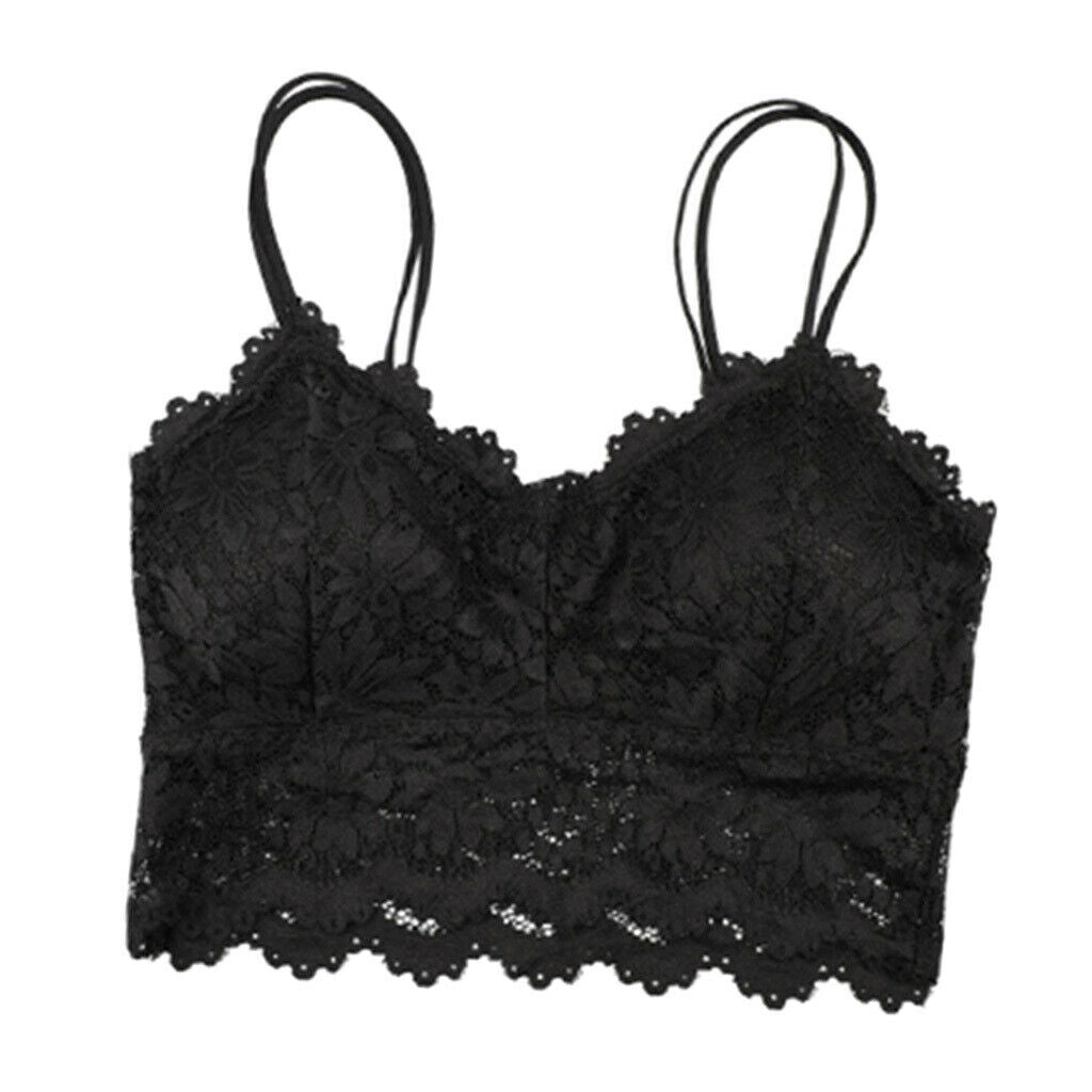 5 Pieces Women's Lace Removable Padded Bralette Push Up Lace Bra Crop Top