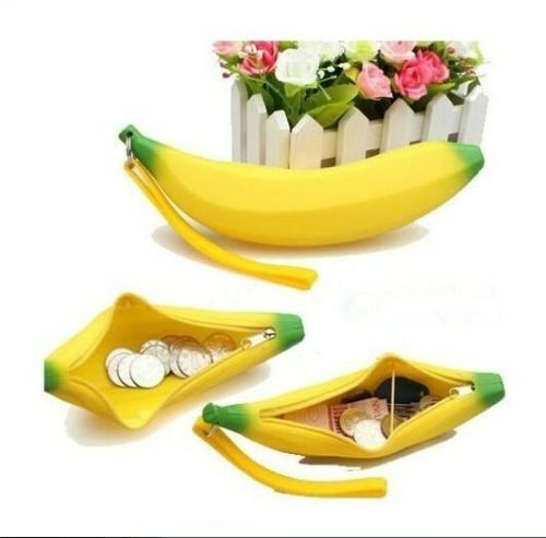 Novelty Silicone Portable Banana Coin Pencil Case Purse Bag Wallet Pouch  GwBDA