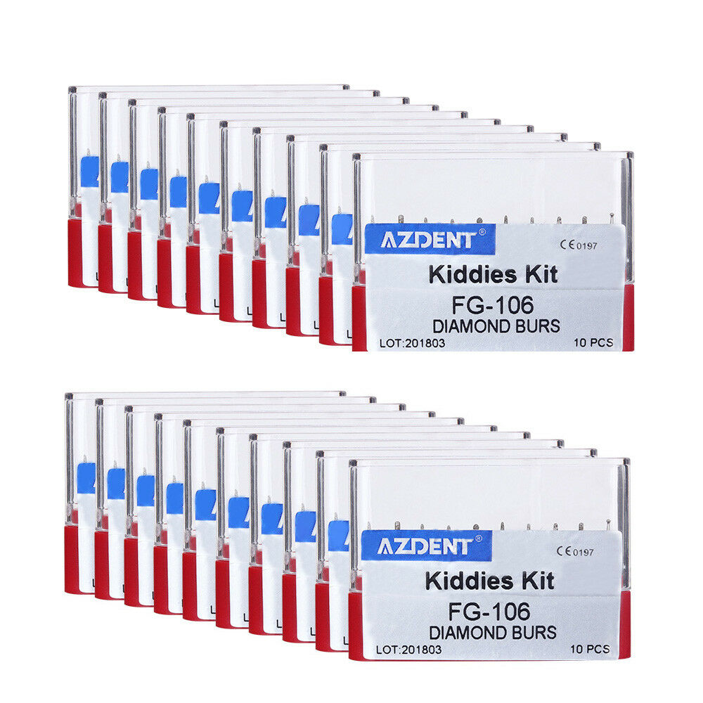 100Kits Dental Diamond Burs Set FG-106 Children Kiddies Kit 10pcs/Kit AZDENT