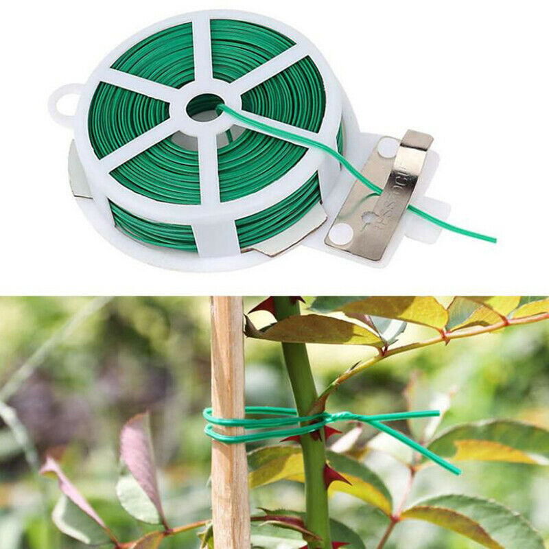20M Gardening Plant Support Twist Tie Green Wire Roll and Cutter Garden t.l8