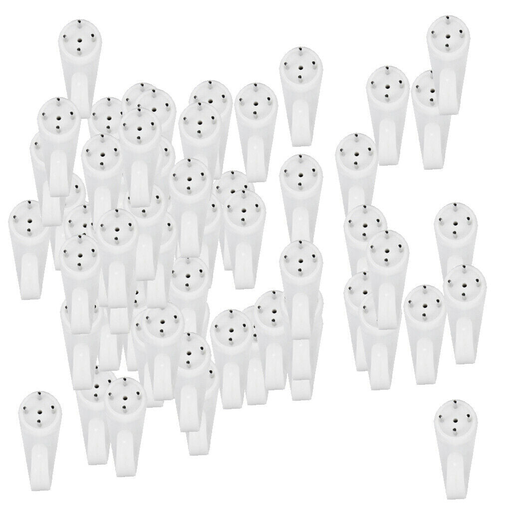100pcs 4-Pin White Plastic Hard Wall Picture Frame Hooks Hangers Holders 15*30mm
