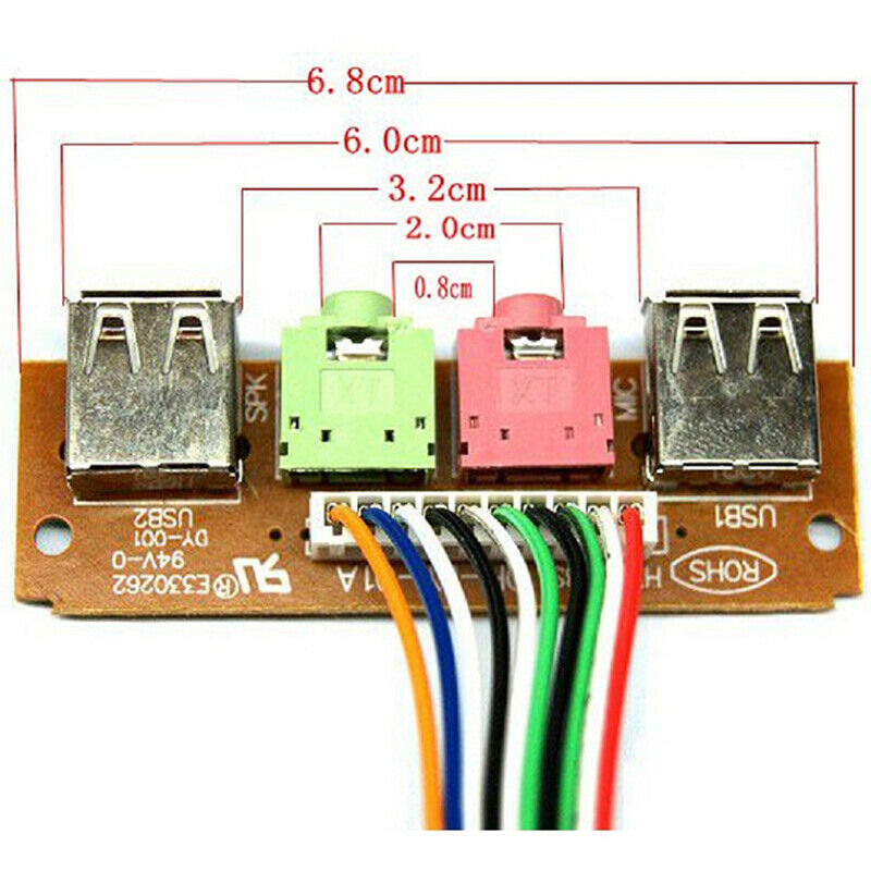 Audio Adapter Cable 2 USB PC Computer Case 6.8cm Front Panel USB Audio Ca.l8