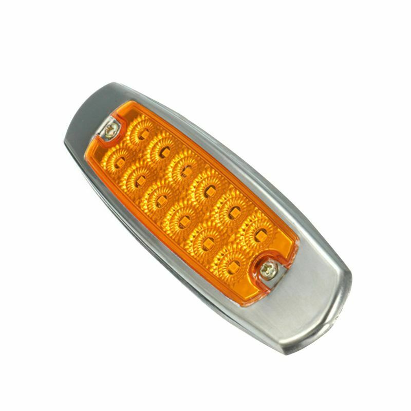 10x 6.3in Amber Cab Marker Light Clearance SS Bezel 12 Diodes For Freightliner