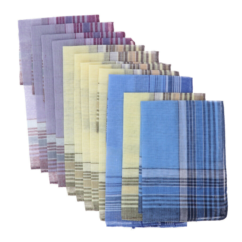 24Pack Menâ€™s  Square Handkerchief Comfy Plaids Hankie Wedding Party Hanky