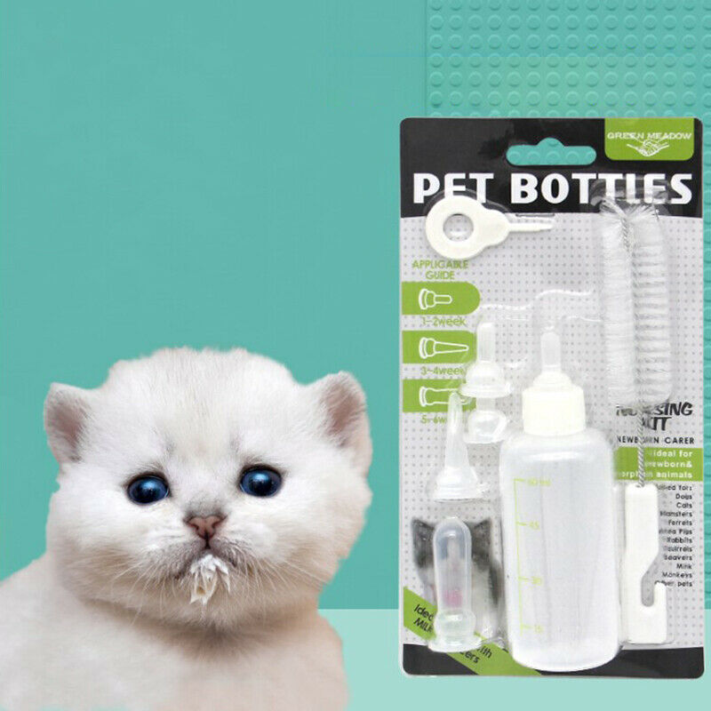 60ML Pet Dog Cat Milk Feeder with Cleaning Brush Newborn Cat Milk Feed.l8