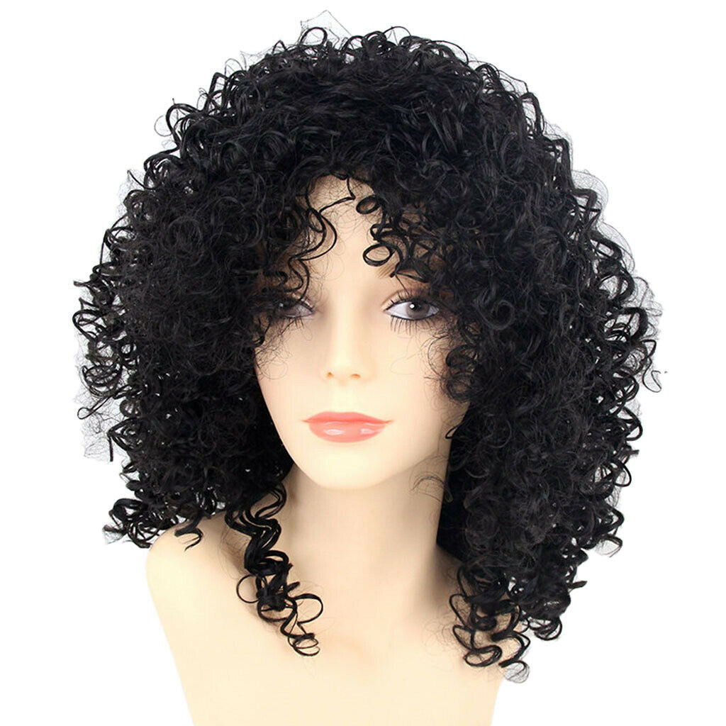 Fashion Afro Wig Synthetic Fiber Spiral Curls Black Breathable Wig For Women