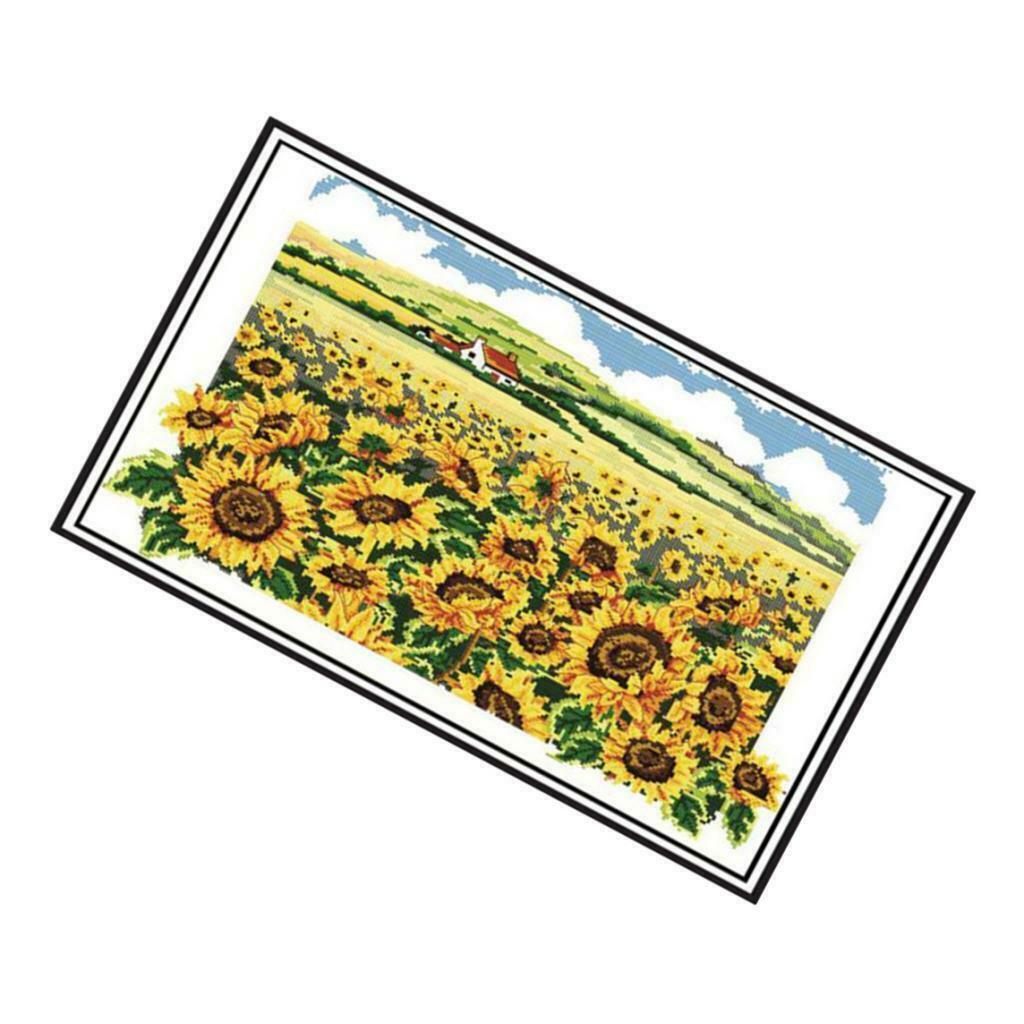 Cross Stitch Stamped Kits Pre-Printed Sunflower Pattern for Beginner Adults