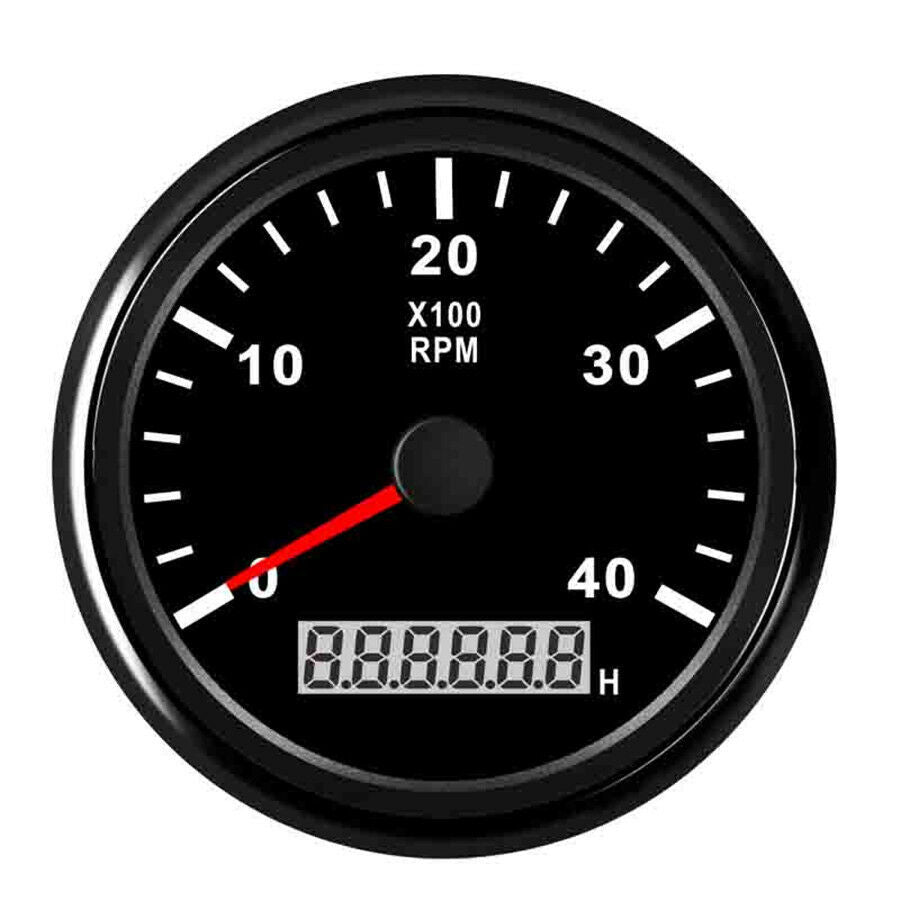12/24V Auto Car Marine RPM Tachometer Gauge LCD Tacho Hour Meter 0-4000 RPM 85mm