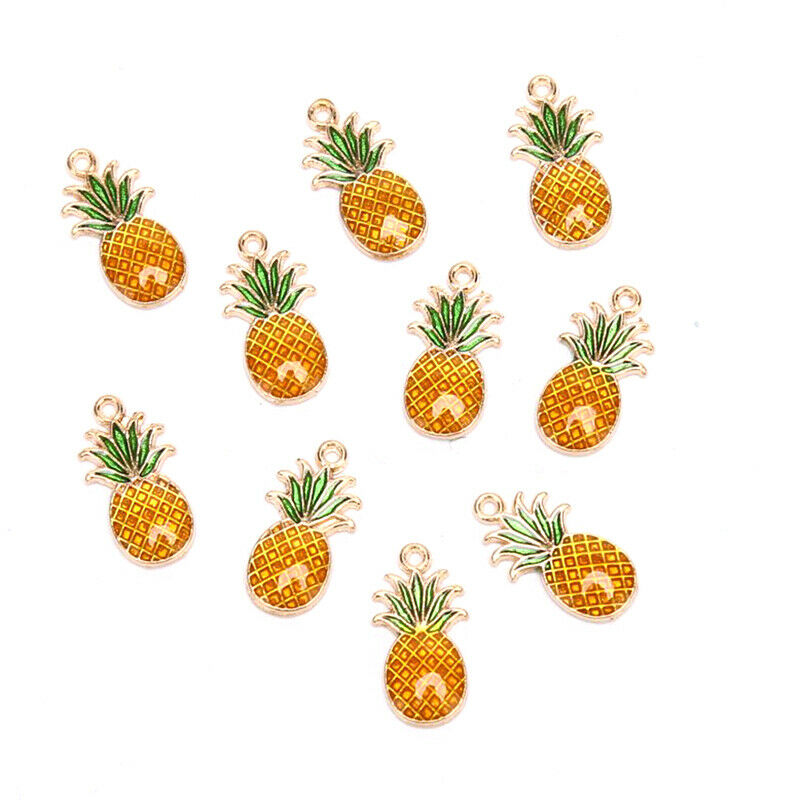 10Pcs/Set Enamel Alloy Pineapple Charms Pendant Jewelry Finding DIY Making_DD