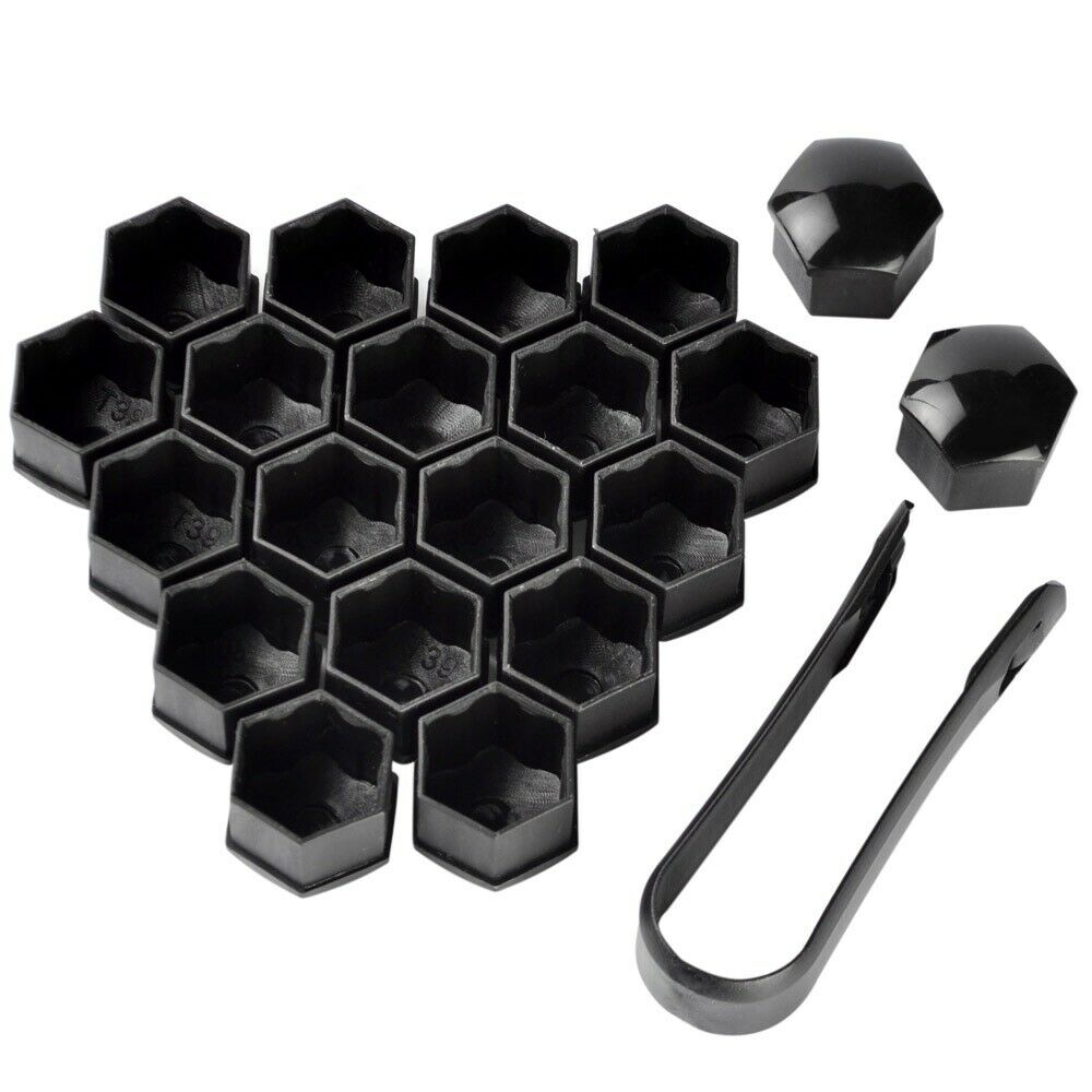 Black Lug Nut Covers Auto Car Wheel Rim Tire Bolt Center Caps 20pcs 19mm