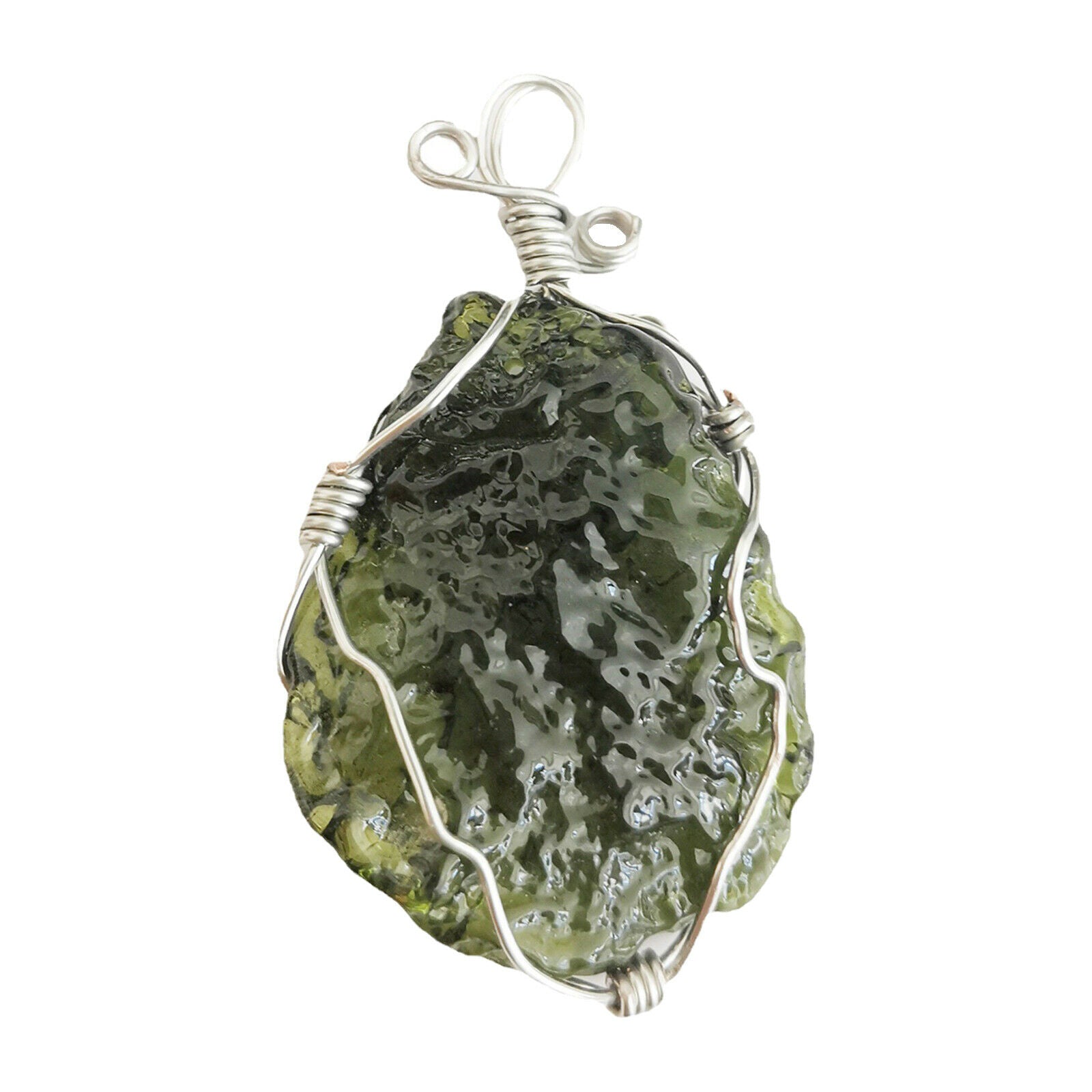 Natural Crystal Green Moldavite Meteorite Necklace Pendant Stone Gifts