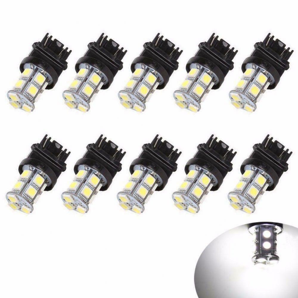 10Pcs 3157 13SMD 5050 Reverse Brake Turn Tail Backup LED Light Bulb White