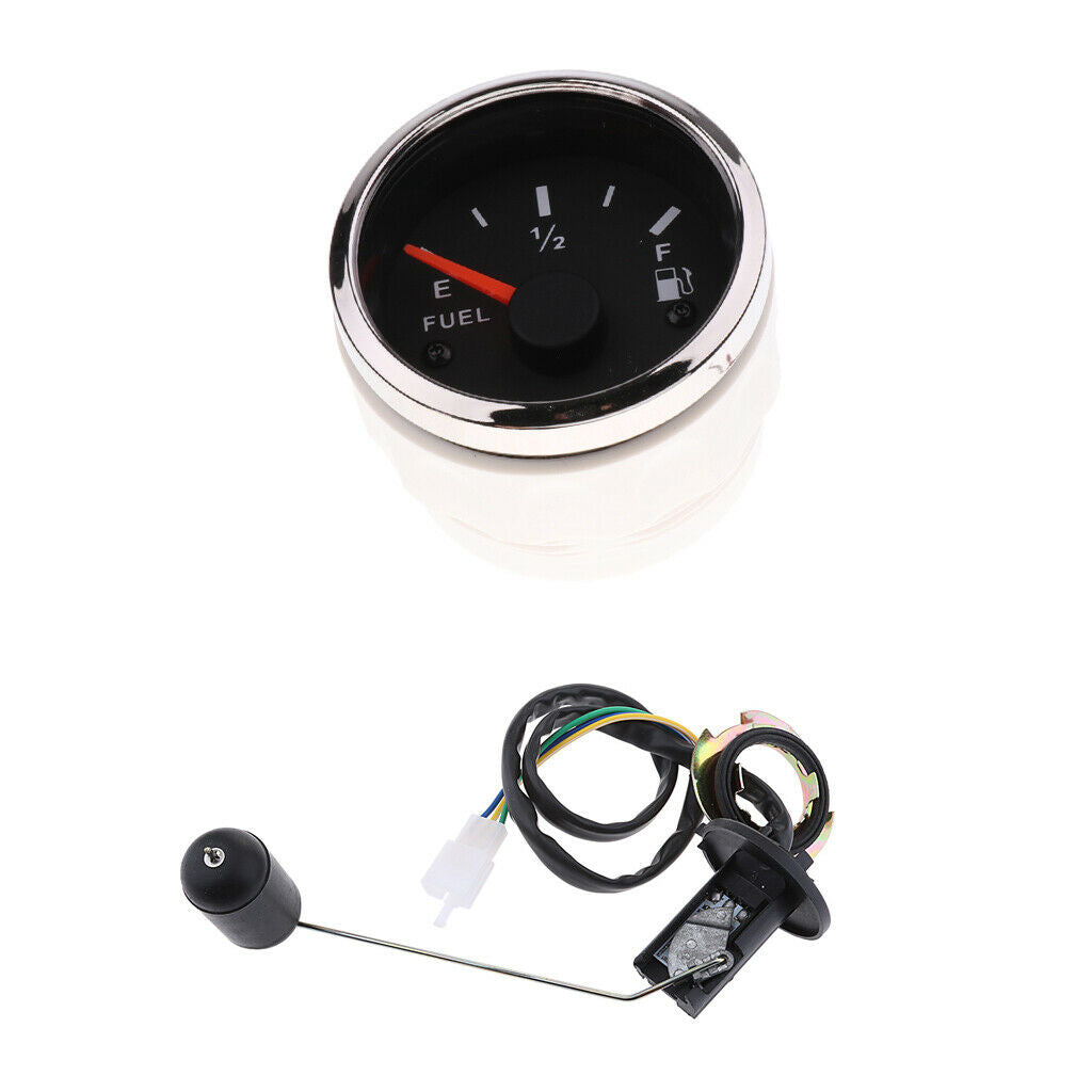 2'' 52mm Car Fuel Level Gauge Meter w/ Fuel Sensor E-1/2-F Pointer Indicator