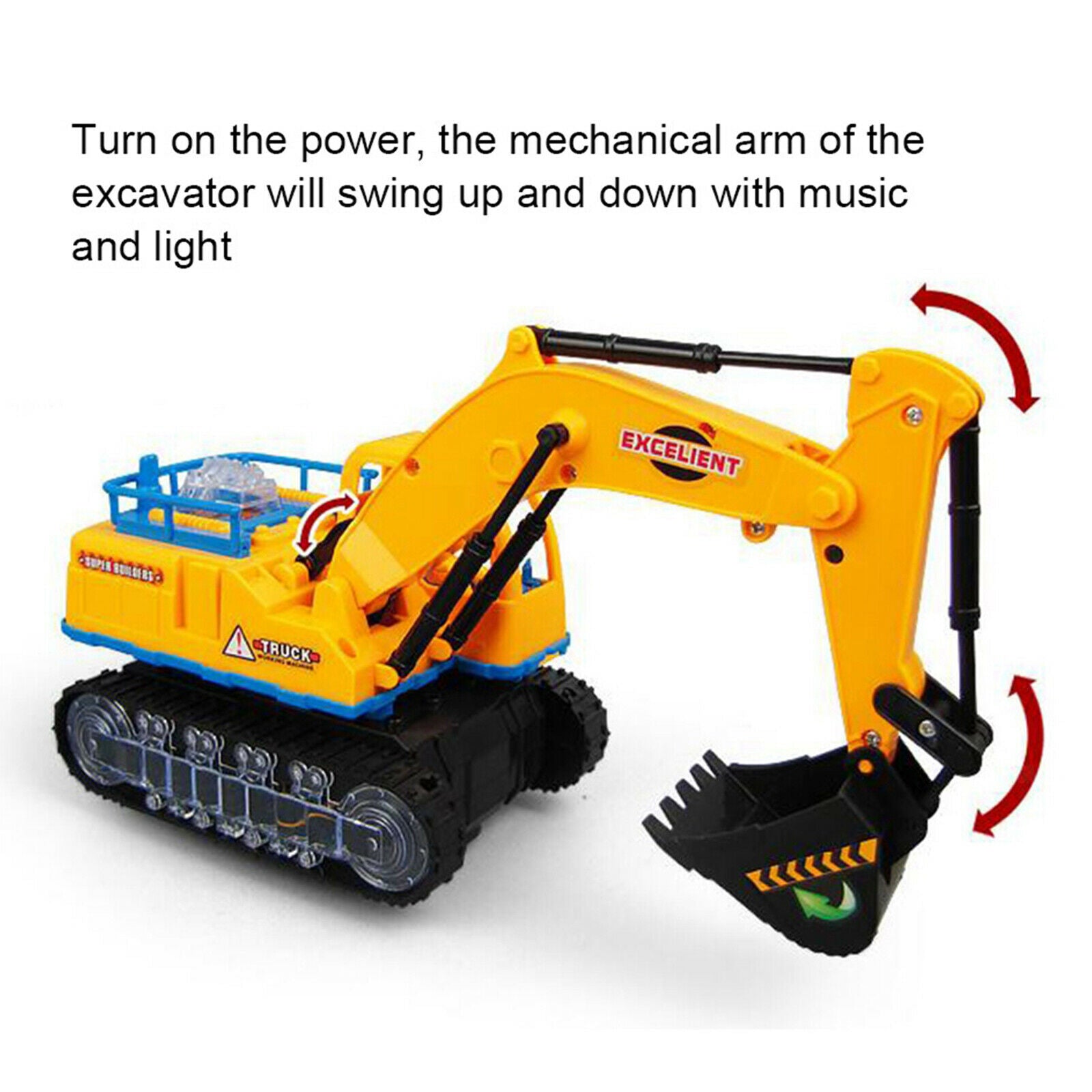 360 Rotation Electric Excavator Construction Car with Music & LED Lights Kids