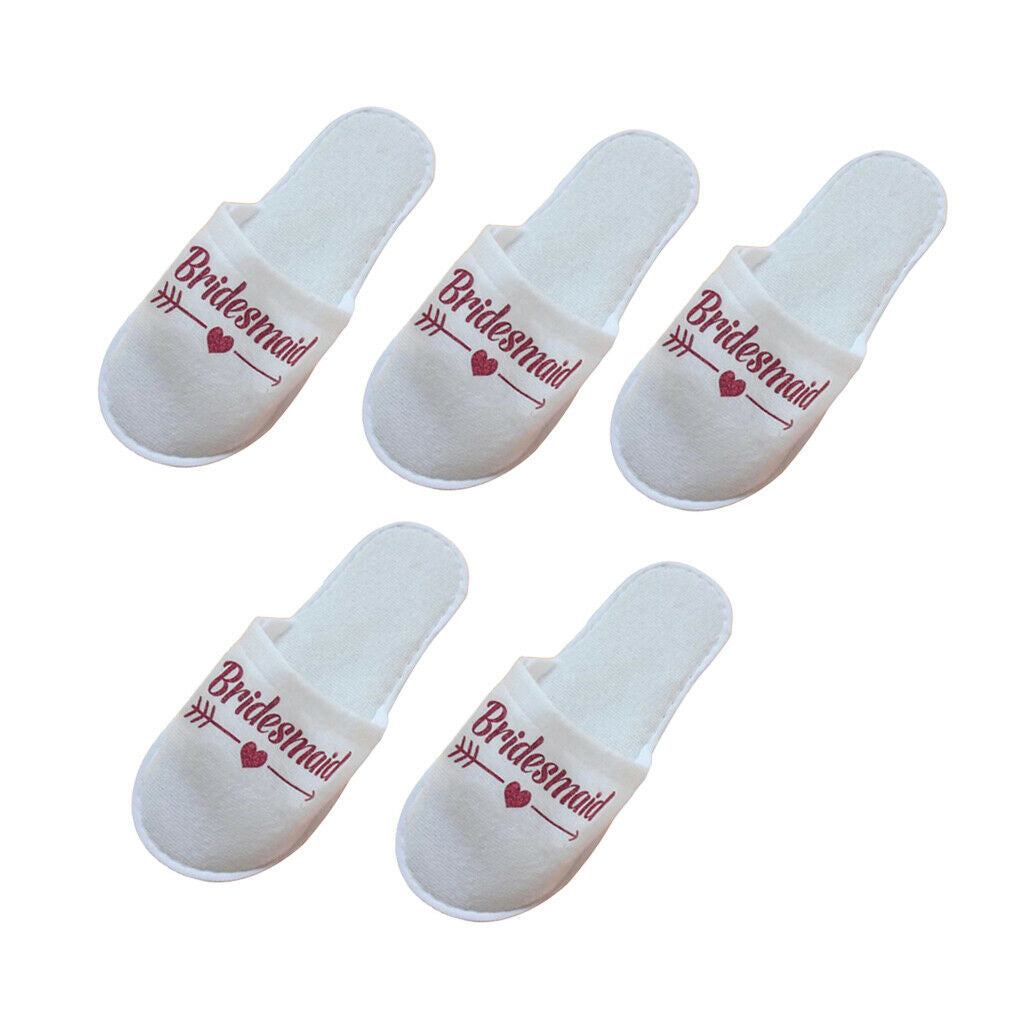 5Pairs Anti-Slip Bridal Shower Bridesmaid Sauna Travel Hotel Home Slippers