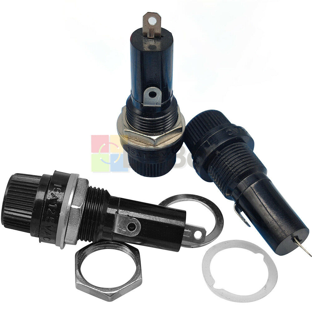 5PC 12V-24V Panel Mounted Screw Glass 6x30mm Fuse Holder Bolt-On Car/Truck/Boat