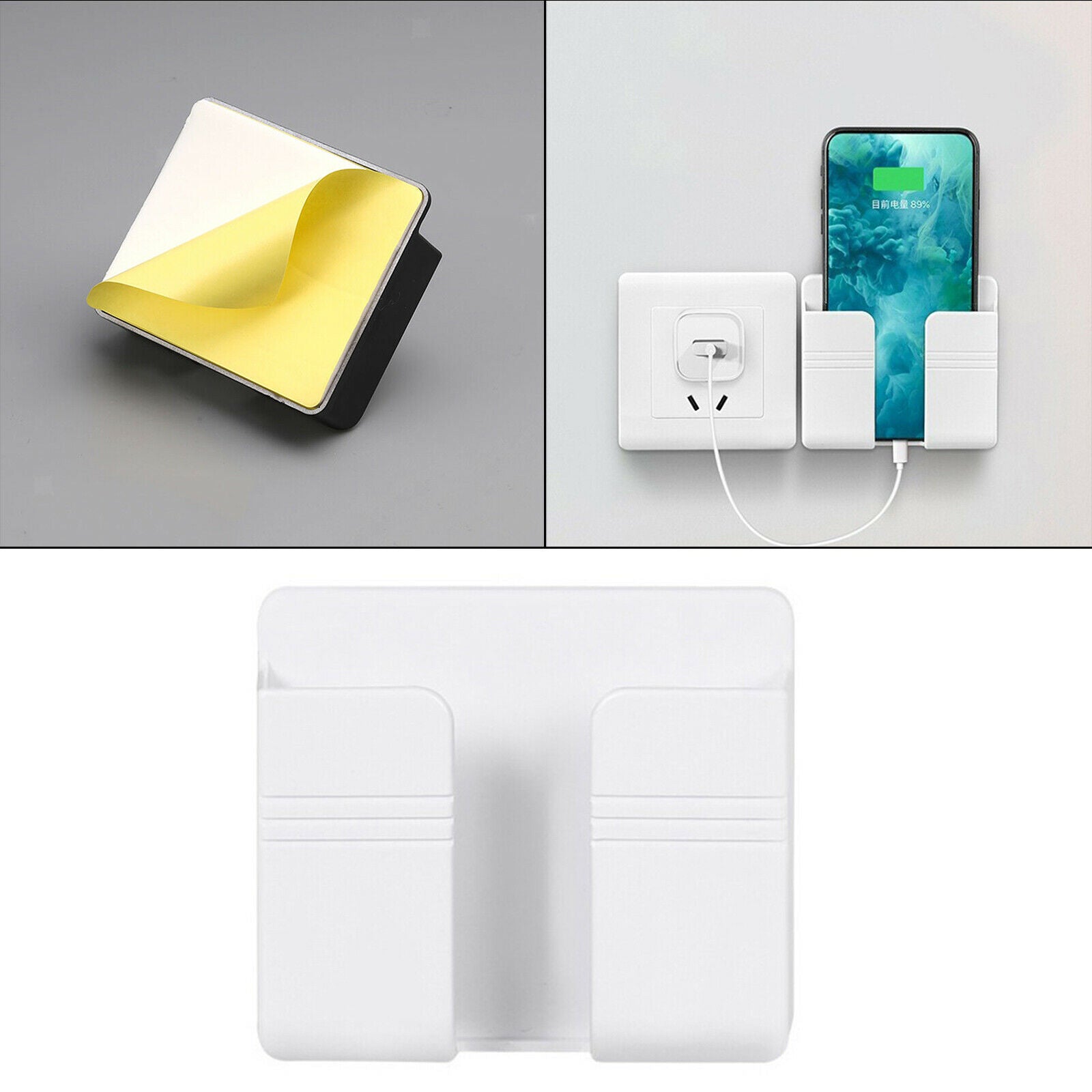 Wall-Mounted Storage Box Organizer Case Charger Pocket for Phone Home office