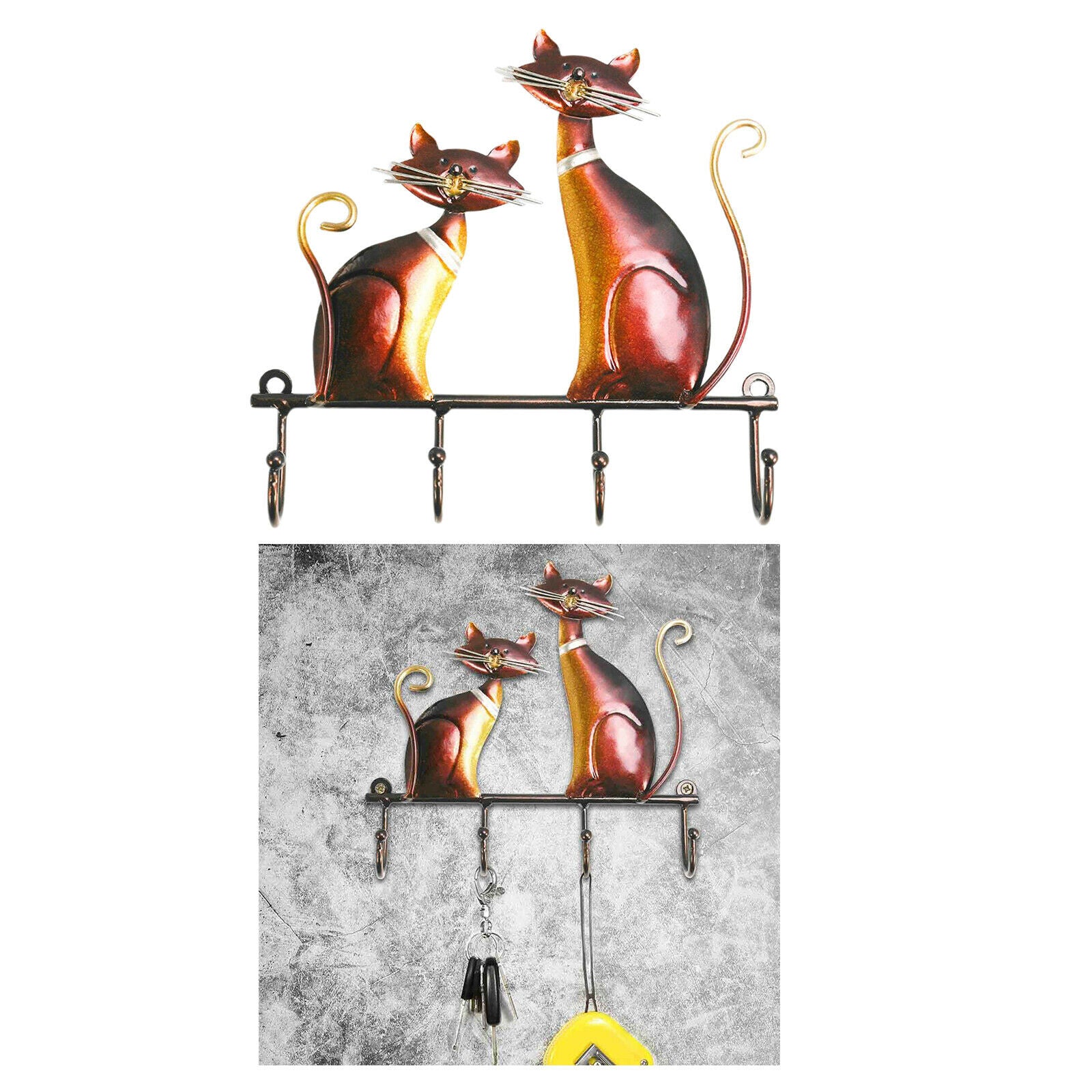 Coat Rack Wall Mounted, 4 Hooks Metal Iron Coat Hook Rail Hanger for Hanging